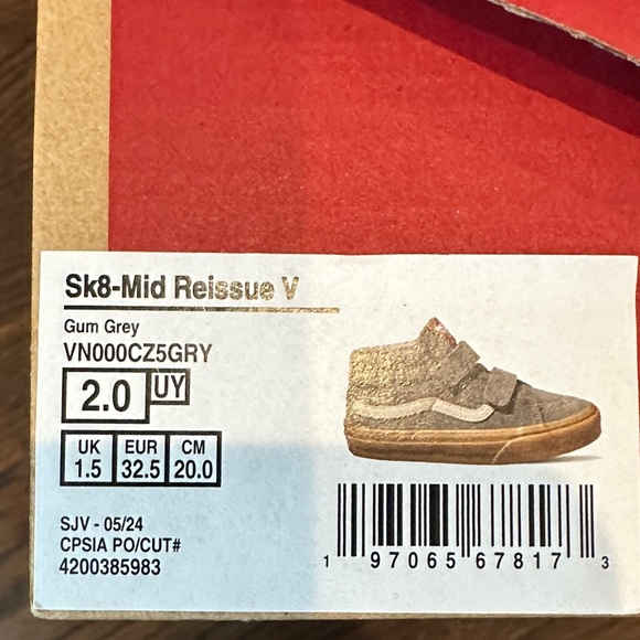 Vans Kids High-Top Sneakers - Light Gray and Tan - Picture 2 of 4